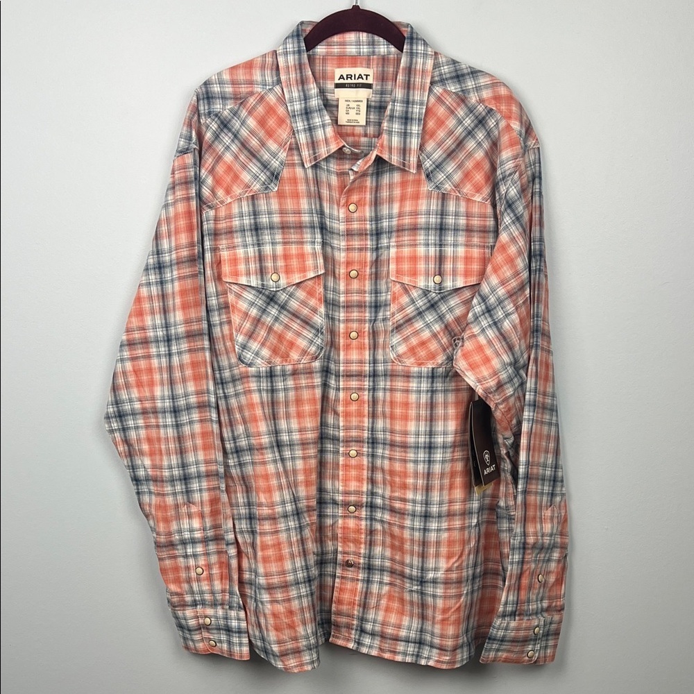 Ariat XXL NWT men’s western plaid snap front button down shirt